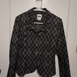 Leslie Fay Women's Grey Plaid Jacket Size 12P